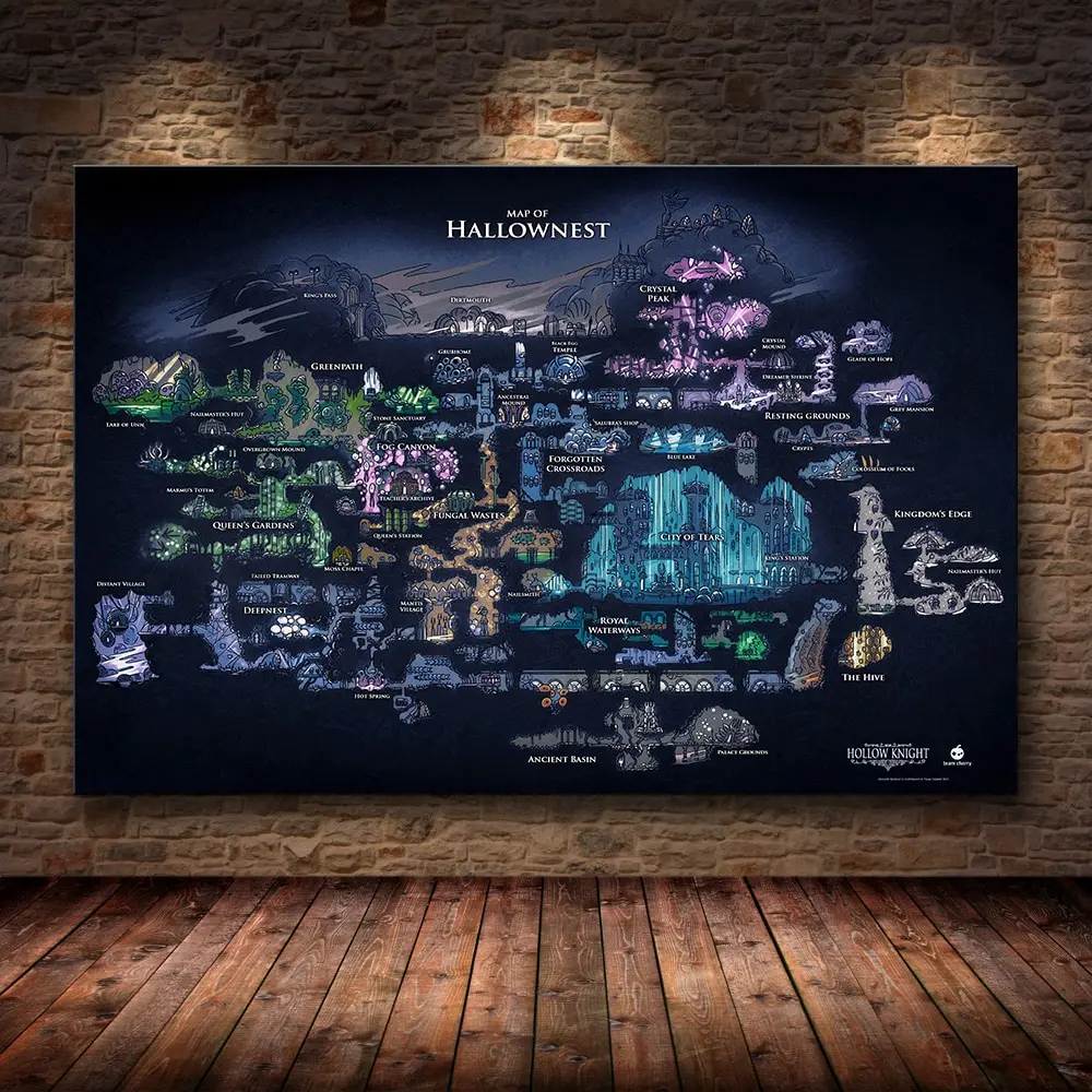 Star Map Poster - Hollow Knight Hallownest Harita Oyun Posteri