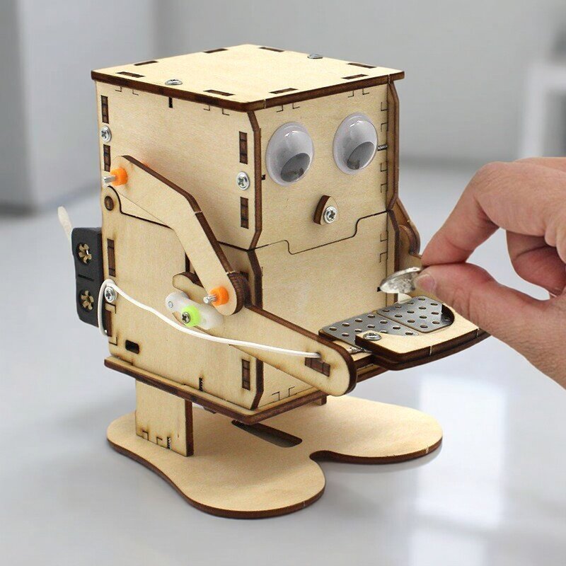 Science Project Kit - Ahşap Monte Edilebilir DIY Robot Bozuk