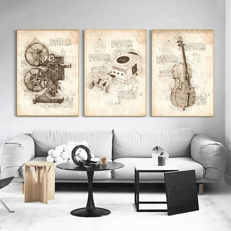 Vintage soyut Da Vinci skeskeç - Star Map Poster incelemesi ve fiyatı